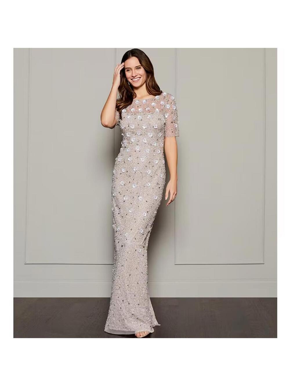 Adrianna Papell sz 18W Elegant Floral Evening Gown NWT Marble Modest Gala MOB 3D